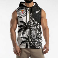 Fiji New Zealand Rugby Personalised Sleeveless Zip Hoodie Maori and Tapa Pattern - Polynesian Pride