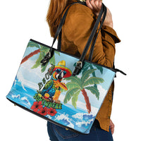 Funny Parrot Margarita Five O'clock Somewhere Leather Tote Bag