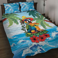 Funny Parrot Margarita Five O'clock Somewhere Quilt Bed Set