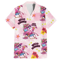 Hawaii Flamingo Hello Summer Family Matching Long Sleeve Bodycon Dress and Hawaiian Shirt Hawaiian Quilt Pattern LT9 Dad's Shirt - Short Sleeve Pink - Polynesian Pride
