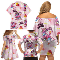 Hawaii Flamingo Hello Summer Family Matching Off Shoulder Short Dress and Hawaiian Shirt Hawaiian Quilt Pattern LT9 - Polynesian Pride