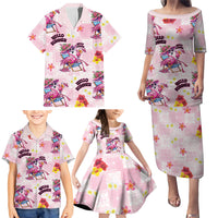 Hawaii Flamingo Hello Summer Family Matching Puletasi and Hawaiian Shirt Hawaiian Quilt Pattern