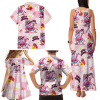 Hawaii Flamingo Hello Summer Family Matching Tank Maxi Dress and Hawaiian Shirt Hawaiian Quilt Pattern LT9 - Polynesian Pride