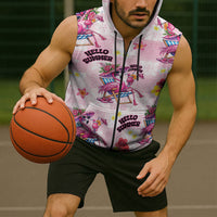 Hawaii Flamingo Hello Summer Sleeveless Zip Hoodie Hawaiian Quilt Pattern