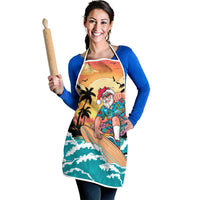Vintage Santa Claus Surfing Summer Apron Mele Kalikimaka i Iulai!