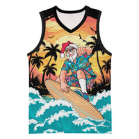 Vintage Santa Claus Surfing Summer Basketball Jersey Mele Kalikimaka i Iulai!