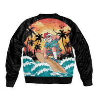 Vintage Santa Claus Surfing Summer Bomber Jacket Mele Kalikimaka i Iulai!