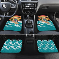 Vintage Santa Claus Surfing Summer Car Mats Mele Kalikimaka i Iulai!