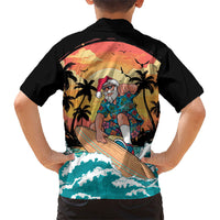 Vintage Santa Claus Surfing Summer Family Matching Off Shoulder Maxi Dress and Hawaiian Shirt Mele Kalikimaka i Iulai! LT9 - Polynesian Pride