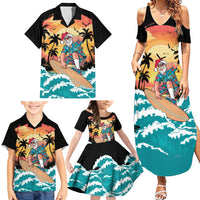 Vintage Santa Claus Surfing Summer Family Matching Summer Maxi Dress and Hawaiian Shirt Mele Kalikimaka i Iulai! LT9 - Polynesian Pride