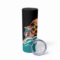 Vintage Santa Claus Surfing Summer Skinny Tumbler Mele Kalikimaka i Iulai! LT9 - Polynesian Pride