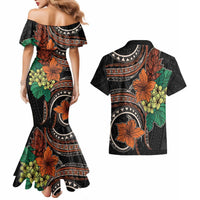 Vintage Hibiscus Pacific Floral Couples Matching Mermaid Dress and Hawaiian Shirt LT9 - Polynesian Pride