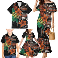 Vintage Hibiscus Pacific Floral Family Matching Mermaid Dress and Hawaiian Shirt