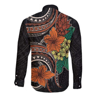 Vintage Hibiscus Pacific Floral Long Sleeve Button Shirt