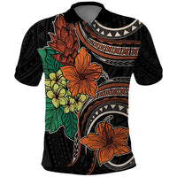 Vintage Hibiscus Pacific Floral Polo Shirt