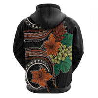 Vintage Hibiscus Pacific Floral Zip Hoodie