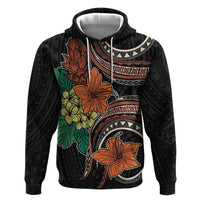 Vintage Hibiscus Pacific Floral Zip Hoodie