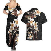 Vintage Plumeria Pacific Floral Couples Matching Summer Maxi Dress and Hawaiian Shirt LT9 - Polynesian Pride