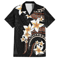 Vintage Plumeria Pacific Floral Family Matching Off The Shoulder Long Sleeve Dress and Hawaiian Shirt LT9 Dad's Shirt - Short Sleeve Black - Polynesian Pride