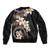 Vintage Plumeria Pacific Floral Sleeve Zip Bomber Jacket