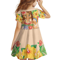 Kawaii Hula Girls Family Matching Off The Shoulder Long Sleeve Dress and Hawaiian Shirt Aloha Hibiscus Flowers LT9 - Polynesian Pride
