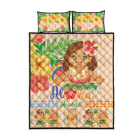 Kawaii Hula Girls Quilt Bed Set Aloha Hibiscus Flowers
