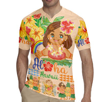 Kawaii Hula Girls Rugby Jersey Aloha Hibiscus Flowers