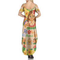 Kawaii Hula Girls Summer Maxi Dress Aloha Hibiscus Flowers