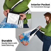 Hibiscus Turtle Tattoo Coral Reef Grocery Bag with Polynesian Tribal