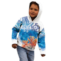 Hibiscus Turtle Tattoo Coral Reef Kid Hoodie with Polynesian Tribal