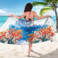 Hibiscus Turtle Tattoo Coral Reef Sarong with Polynesian Tribal