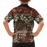 Pacific Hibiscus Tapa Tribal Vintage Family Matching Summer Maxi Dress and Hawaiian Shirt Brown Motif LT9 - Polynesian Pride