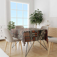 Pacific Hibiscus Tapa Tribal Vintage Tablecloth Brown Motif LT9 - Polynesian Pride