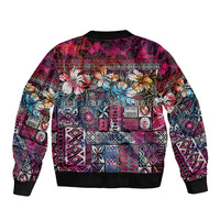 Pacific Hibiscus Tapa Tribal Vintage Bomber Jacket Pink Motif