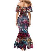 Pacific Hibiscus Tapa Tribal Vintage Mermaid Dress Pink Motif LT9 - Polynesian Pride