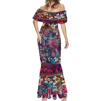 Pacific Hibiscus Tapa Tribal Vintage Mermaid Dress Pink Motif LT9 - Polynesian Pride