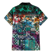 Pacific Hibiscus Tapa Tribal Vintage Family Matching Mermaid Dress and Hawaiian Shirt Turquoise Motif LT9 - Polynesian Pride
