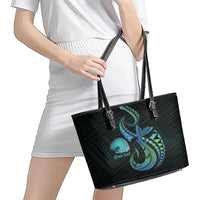 Personalised Hawaii Kure Atoll Leather Tote Bag Holaniku Coral Reef with Polynesian Tribal LT9 - Polynesian Pride