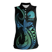 Personalised Hawaii Kure Atoll Women Sleeveless Polo Shirt Holaniku Coral Reef with Polynesian Tribal