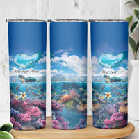 Personalised Palau Kayangel Atoll Skinny Tumbler Turtle With Coral Reef Under Water LT9 - Polynesian Pride