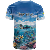 Personalised Palau Kayangel Atoll T Shirt Turtle With Coral Reef Under Water