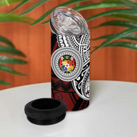 Personalised Tonga Constitution Day 1875 4 in 1 Can Cooler Tumbler Polynesian Tribal Tattoo