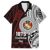 Personalised Tonga Constitution Day 1875 Family Matching Puletasi and Hawaiian Shirt Polynesian Tribal Tattoo LT9 Dad's Shirt - Short Sleeve Red - Polynesian Pride