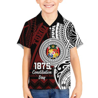 Personalised Tonga Constitution Day 1875 Family Matching Puletasi and Hawaiian Shirt Polynesian Tribal Tattoo LT9 Son's Shirt Red - Polynesian Pride
