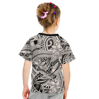 Polynesia Kid T Shirt Tribal Polynesian Spirit With Beige Pacific Flowers LT9 - Polynesian Pride
