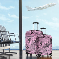 Polynesia Luggage Cover Tribal Polynesian Spirit With Pink Pacific Flowers LT9 - Polynesian Pride