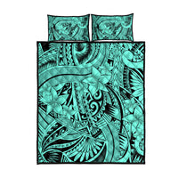 Polynesia Quilt Bed Set Tribal Polynesian Spirit With Teal Pacific Flowers LT9 - Polynesian Pride