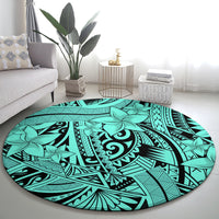 Polynesia Round Carpet Tribal Polynesian Spirit With Teal Pacific Flowers LT9 - Polynesian Pride