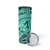 Teal Pacific Flowers Tribal Polynesian Spirit Skinny Tumbler LT9 - Polynesian Pride