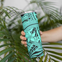 Teal Pacific Flowers Tribal Polynesian Spirit Skinny Tumbler LT9 - Polynesian Pride